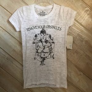 Funky Yoga Happy Hippie Tee XS White Lightweight